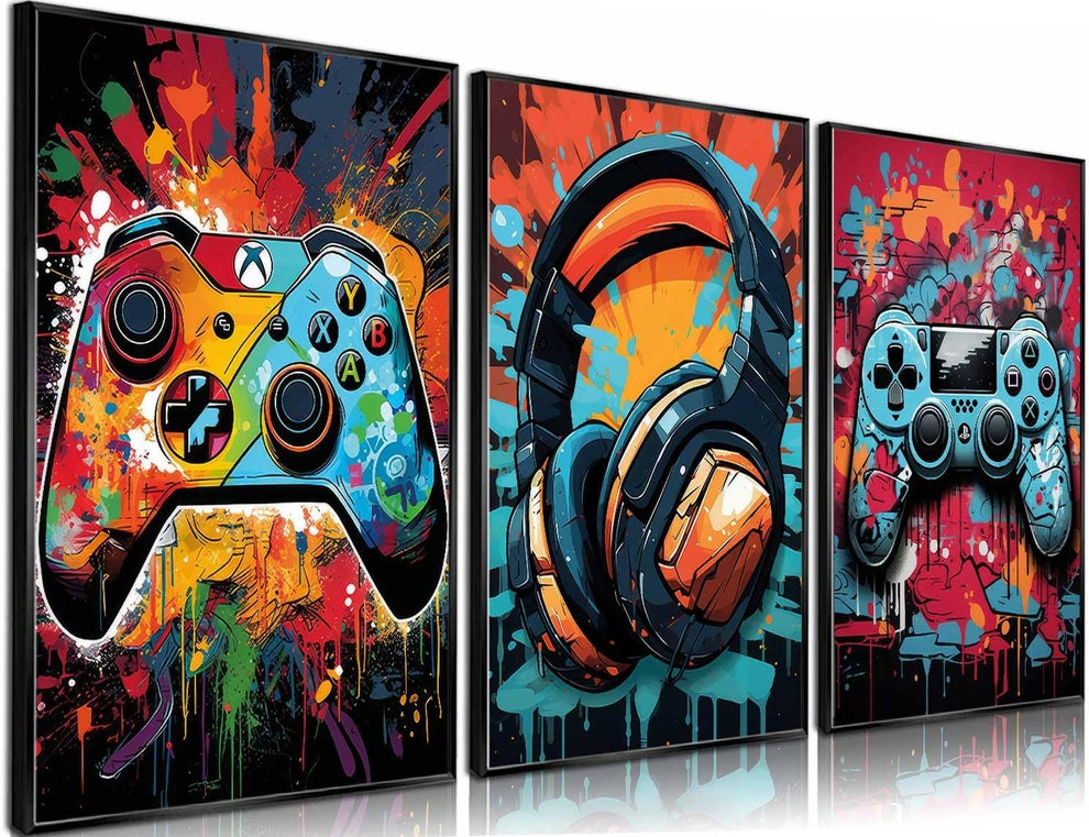 3Pcs Cool Gaming Wall Art Retro Video Game watercolor Posters Pictures ...
